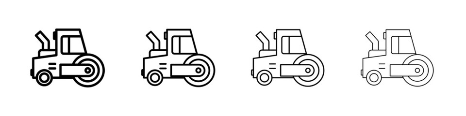 Road roller icon Outline sign symbol set