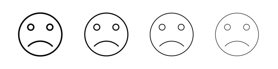 sad icon Outline sign symbol set
