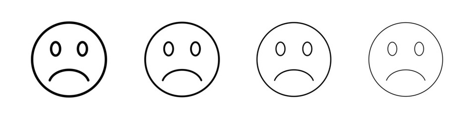 Sad icon Outline sign symbol set