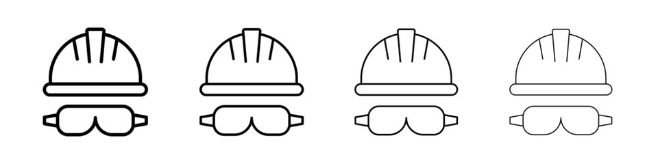 Safety helmet icon Outline sign symbol set