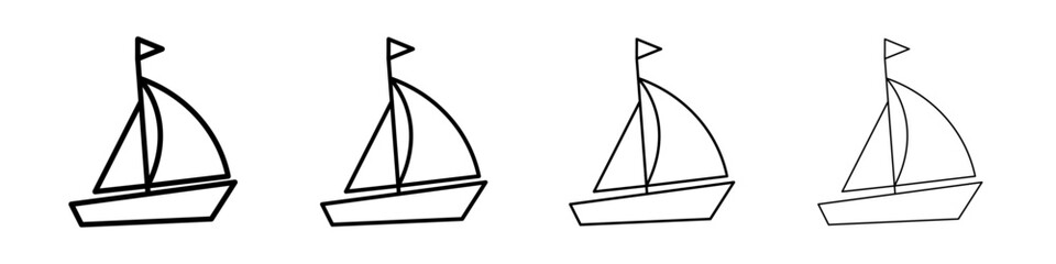 Sailboat icon Outline sign symbol set