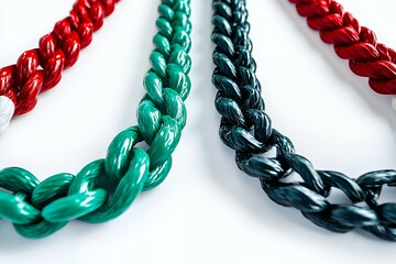 Obraz premium Braided Rope Necklaces: A Trio of Vibrant Colors