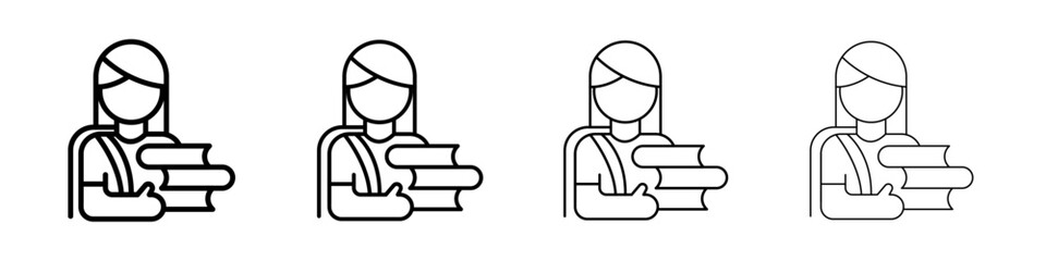 School girl icon Outline sign symbol set