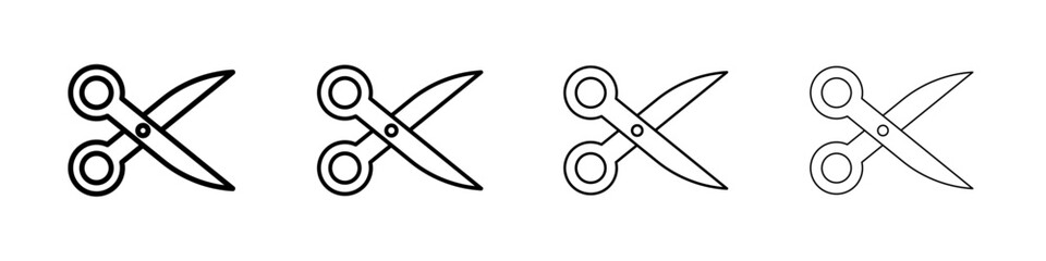 Scissors cutting icon Outline sign symbol set