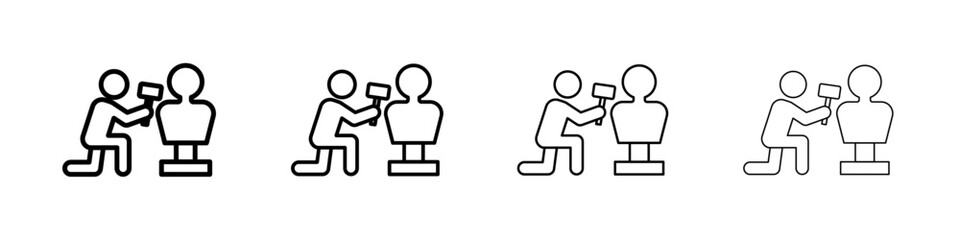 Sculptor icon Outline sign symbol set