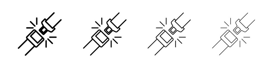 Seat Belt icon Outline sign symbol set