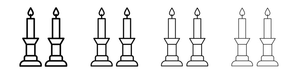 Shabbat candles icon Outline sign symbol set