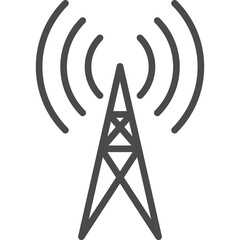 Antenna Tower Line Art Sign. Illustration with Single Outline Icon.