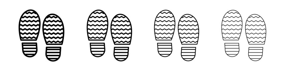 Shoe print icon Outline sign symbol set