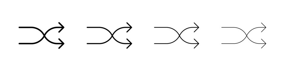 Shuffle icon Outline sign symbol set