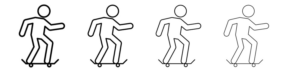 skateboarding icon Outline sign symbol set