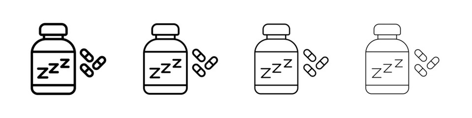 Sleeping pills icon Outline sign symbol set