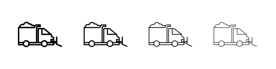 Snowplow icon Outline sign symbol set