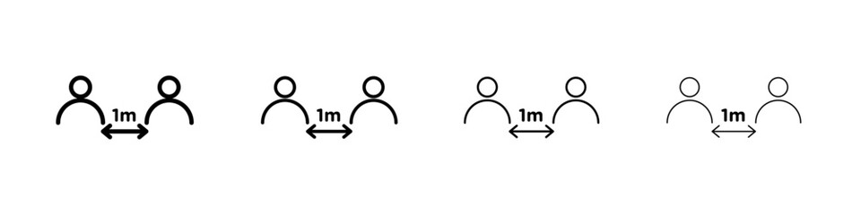 Social distancing icon Outline sign symbol set