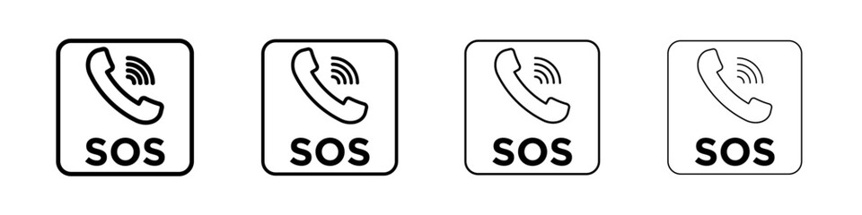 SOS Emergency icon Outline sign symbol set