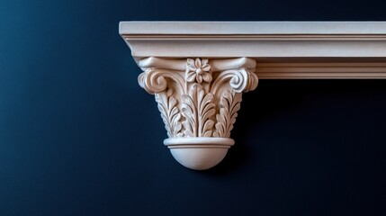 Elegant Architectural Detail: Ornate Corbel Against Deep Blue Background