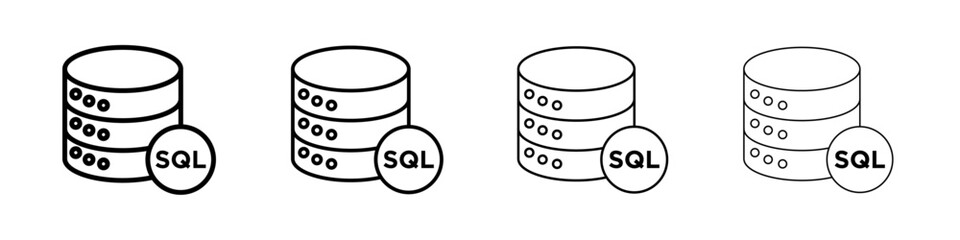 SQL server icon Outline sign symbol set