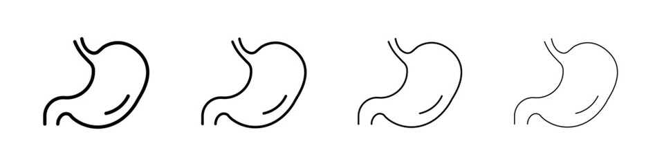 Stomach icon Outline sign symbol set