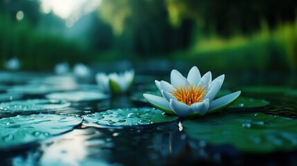 Serene Water Lily in Tranquil Pond