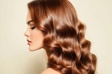 Obraz premium Beautifully styled long hair shines in soft lighting