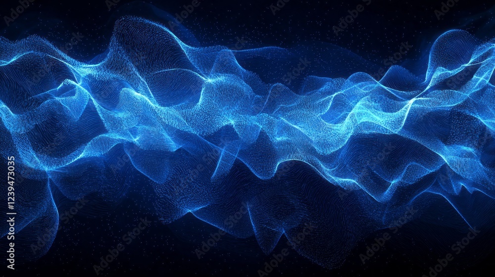 Poster dynamic electric blue waves flow gracefully against a dark backdrop, showcasing an entrancing displa