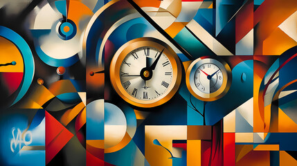 surreal cubist dreamlike clocks