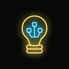 Neon lightbulb glowing, symbolizing the process of generating innovative ideas