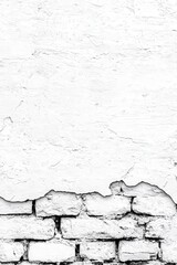 Fototapeta premium Textured White Wall with Cracked Brick and Rough Surface Detail