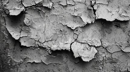 Obraz premium The cracked surface of an old plaster wall showcases intricate patterns formed by years of exposure to elements, highlighting the beauty in decay and imperfection