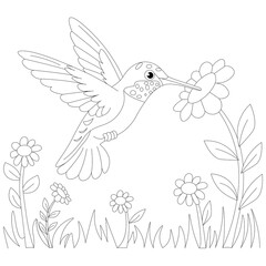 Kawaii Bird Hand Draw Coloring Page