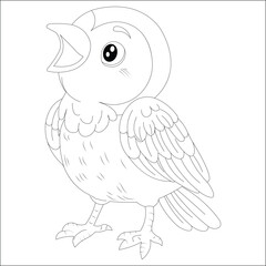 Kawaii Bird Line Draw Coloring Page