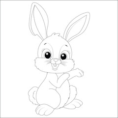 Kawaii Bunny Easter Coloring Page