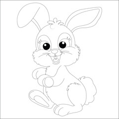 Kawaii Bunny Easter Line Art Coloring Page