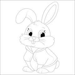 Kawaii Bunny Line Draw Coloring Page
