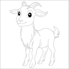 Kawaii Goat Hand Draw Coloring Page