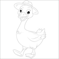 Kawaii Goose Hat Wildlife Coloring Page