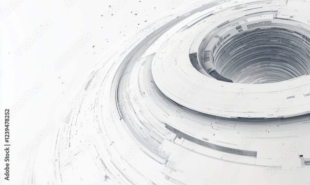 Poster abstract white background with futuristic circular elements and digital data technology concept gene