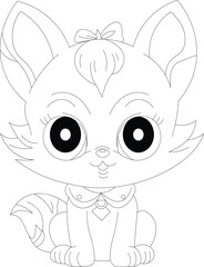 Kawaii Kitten Pet Coloring Page