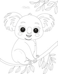 Kawaii Koala Line Draw Coloring Page