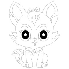Kawaii Kitten Pet Coloring Page