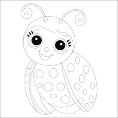 Kawaii Ladybug Hand Draw Bug Coloring Page