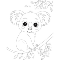 Kawaii Koala Line Draw Coloring Page