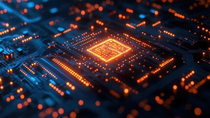 Obraz premium Artificial intelligence, close-up of a futuristic AI algorithm on a computer screen