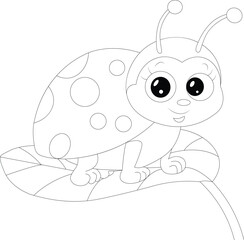 Kawaii Ladybug Line Draw Bug Coloring Page