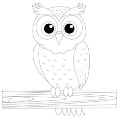 Kawaii Owl  Line Draw Coloring Page