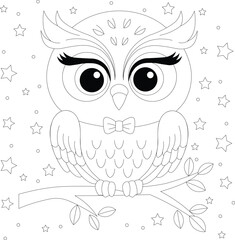 Kawaii Owl Hand Draw Coloring Page