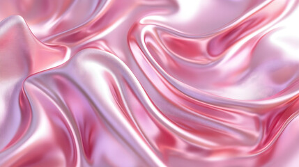 Obraz premium Soft pink satin fabric flowing in gentle waves showcasing a smooth and luxurious texture ideal for elegant fashion and design projects