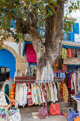 Souks in the pretty medina of the city of Essaouira in Morocco