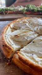 pizza on a wooden board