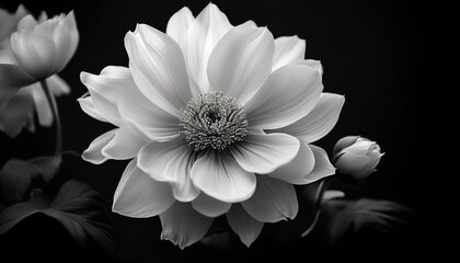white flower in bw